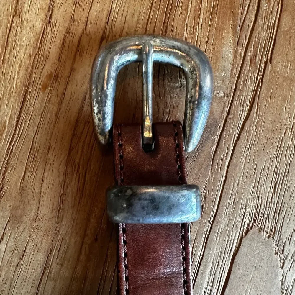 90’s Y2K Vintage Men’s Brown Leather Belt Woven Preppy Distressed Dad Grandpa 38